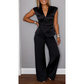 ✨ Elegante 2-Delige Dames Set – V-Hals Top Met Wijde Pijp Broek | Comfortabel & Stijlvol