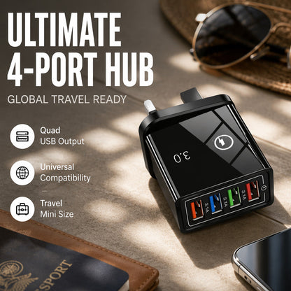 ⏳LAATSTE DAG AANBIEDING 50% KORTING!!📢4-poorts USB-wandlader – 12W multi-apparaat reislader