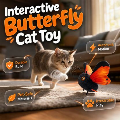 🔥 49% KORTING 🦋 Slim Automatisch Vlinderspeeltje voor Katten – Bewegingssensor, Realistisch Fladderen & Urenlang Speelplezier 😻
