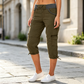 👖 Dames Cargo Capri Broek met Hoge Taille – Comfortabele Pasvorm, Praktische Zakken & Casual Stijl ✨