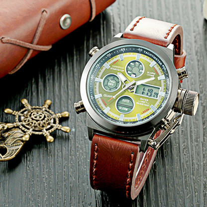 Vintage Dual-Display Waterproof Mechanical Watch