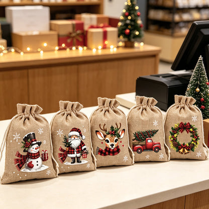 🎄🎁 50% KORTING! Maak van elk cadeautje een feestje – deze kerstzakjes met schattige prints en koordsluiting zijn herbruikbaar, scheurvast en perfect voor snoep, sieraden of kleine surprises!