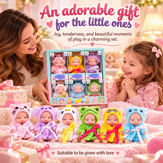 ⏳ Tijdelijke aanbieding⏳ 🍼 Mini-Babypoppenset met Dierenoutfits