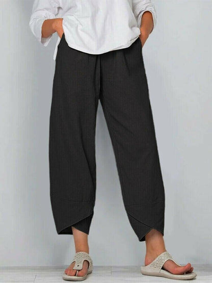 ✨Vintage asymmetrische broek met elastische tailleband en zakken